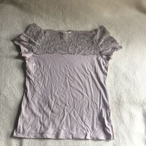 Off the Shoulder Lace Gray Top